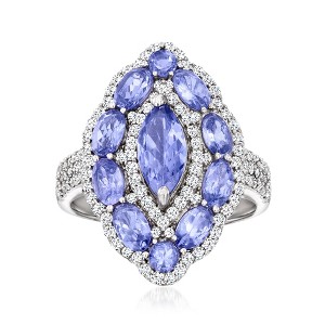 Ross-Simons 2.50 ct. t.w. Tanzanite and 1.00 ct. t.w. White Topaz Ring in Sterling Silver - 1 of 4