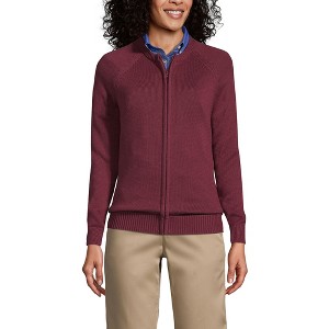 Lands' End School Uniform Women's Cotton Modal Zip-front Cardigan Sweater - 1 of 2