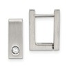 Chisel Stainless Steel Brushed and Polished with Cubic Zirconia 4mm Square Hinged Hoop Earrings - 2 of 4