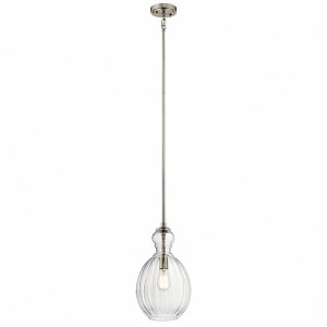 Riviera 16" 1 Light Pendant with Clear Ribbed Glass in Brushed Nickel - 1 of 1