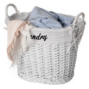 Wickerwise Handwoven Laundry Basket with Liner & Handles - Boho Decorative Storage Hamper for Clothes Blankets Pillows and Towels - 1 of 4