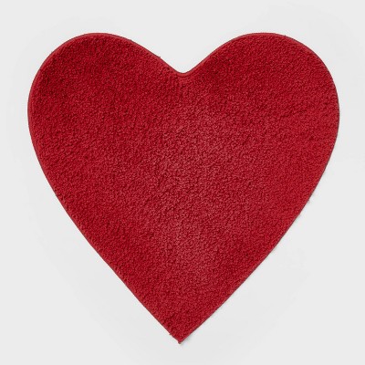 24"x24" Valentines Day Shaped Heart Non-Slip Bath Rug Red - Room Essentials™