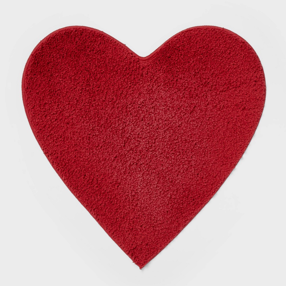 24"x24" Valentine's Day Shaped Heart Non-Slip Bath Rug Red - Room Essentials™