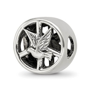 Black Bow Jewelry Dove & Peace Sign Cylinder Bead Charm in Antiqued Sterling Silver - 1 of 4