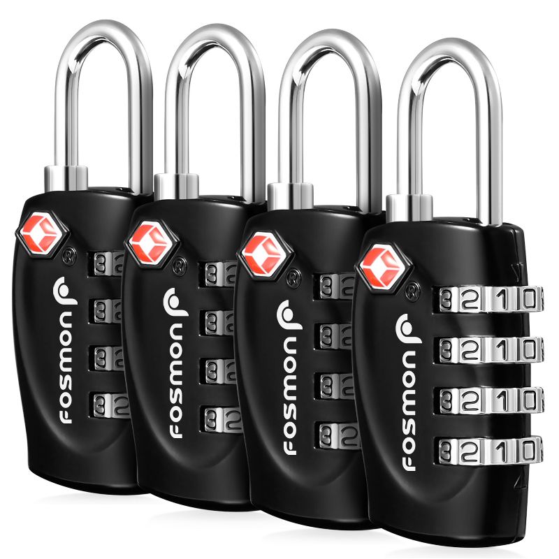 Fosmon TSA Accepted Luggage Lock with 4-Digit Combination - Black, 1 of 6