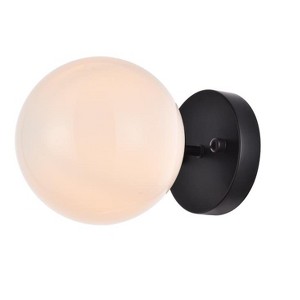 Elegant Lighting Mimi six inch dual flush mount and bath sconce in black with frosted glass - 1 of 4