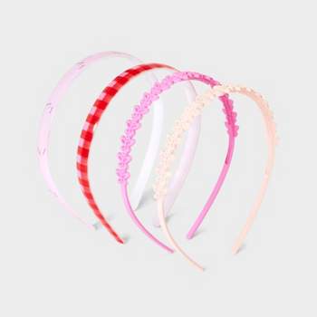 Girls' 4pk Headband Set Pink Butterflies Gingham - art class™