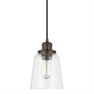 Burnished Bronze Mini Pendant with Clear Glass Shade