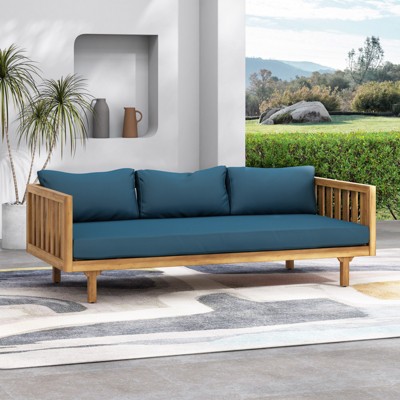 VisioGear Daybed, 3 Seater Daybed Conversation Set with Arms, Blue, 67.5"*32"*24.25"