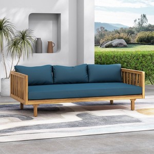 VisioGear Daybed, 3 Seater Daybed Conversation Set with Arms, Blue, 67.5"*32"*24.25" - 1 of 4