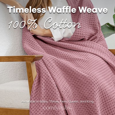 Mauve Queen Cotton Waffle Weave Throw Blanket