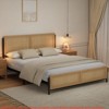 Full /Queen/King Size Bed Frame Complete w/ a Rattan Headboard and Footboard, Boho Queen Mattress Frame Eliminating The Need for a Box Spring - 4 of 4