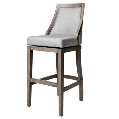 Vienna 31" Ash Grey Upholstered Swivel Bar Stool with Reclaimed Oak Frame