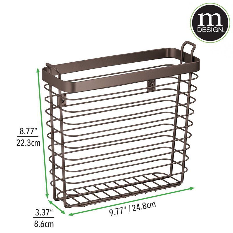 mDesign Metal Wire Wall Mount Magazine Holder, Storage Organizer Rack, 5 of 7