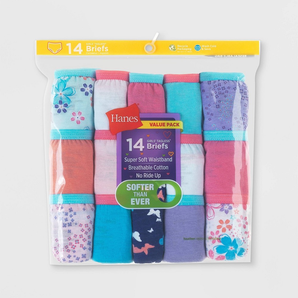 Hanes Girls' 14pk Briefs - Colors May Vary 14