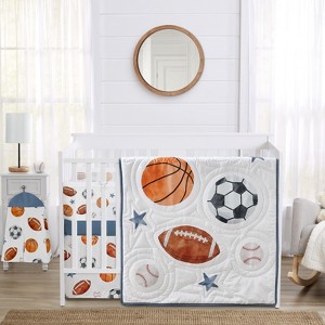 Sweet Jojo Designs Boy Crib Bedding + BreathableBaby Breathable Mesh Liner Watercolor Sports Theme Multicolor 6pc - 1 of 4