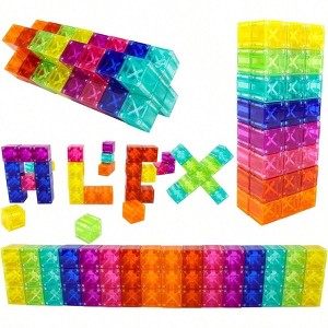 48PCS Translucent Multi - Color Magnet Cubes, Montessori Building Blocks ,Safe and durable - 1 of 4