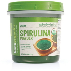 Bare Organics Greens And Superfood Supplements Raw Organic Spirulina Powder 8 oz. - 1 of 3