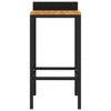 vidaXL Bar Stools 2 pcs Black Poly Rattan and Solid Wood Acacia - 4 of 4