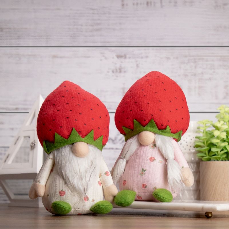 Northlight 9.5" Green and Red Girl Springtime Strawberry Gnome, 2 of 6