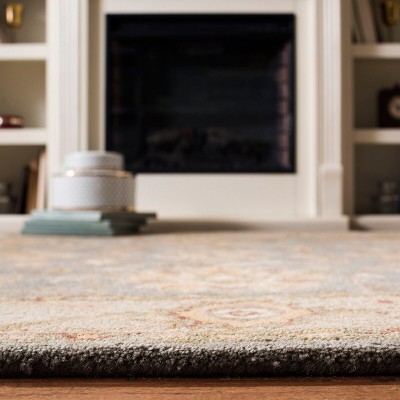 Heirloom Blue & Beige Hand-Tufted Wool Square Rug