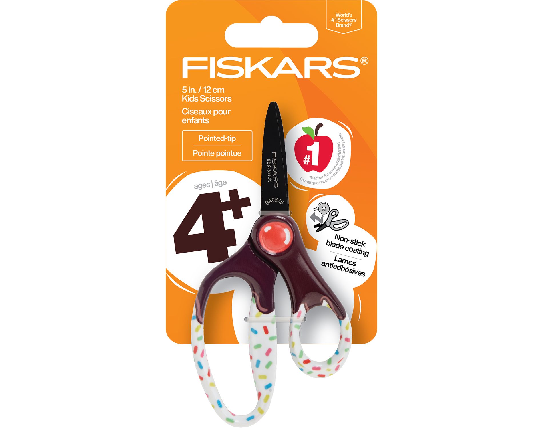 Fiskars 5" Pointed Non-stick Chocolate Sundae Kids Scissor Brown/White