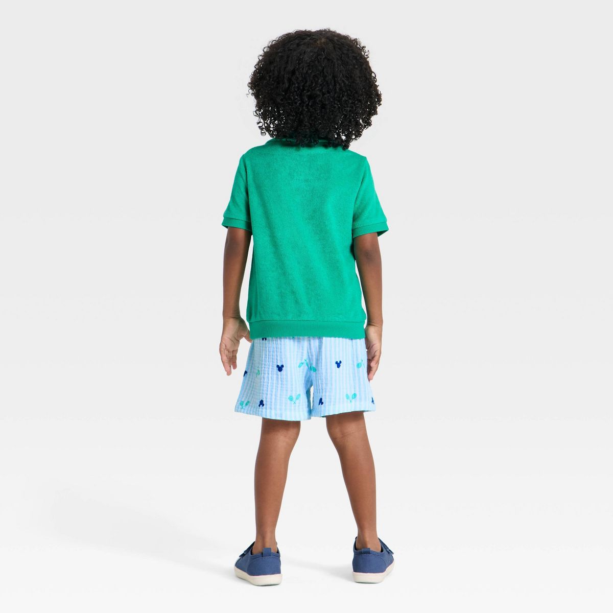 Toddler Boys' 2pc Disney Mickey Mouse Sporty Collared Shirt and Shorts Set - Green/Blue - thumbnail 2
