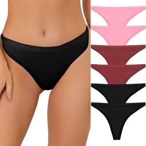 Allegra K Women's Packs G-String Breathable Hi-Cut Thongs 1 Set of 6 Pcs - 1 of 4
