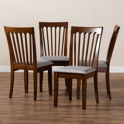 Gray Low Slat Back Wood and Cane Parsons Side Chair