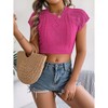 Coolmee Womens Cap Sleeve Crop Tops Summer Crew Neck Lightweight Knit Sweater Tank Tops - 2 of 4