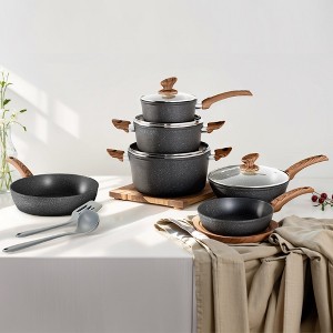 Captiva Designs 12 Pieces Nonstick Granite Cookware Set with Heat-Resistant Bakelite Handle - 1 of 4