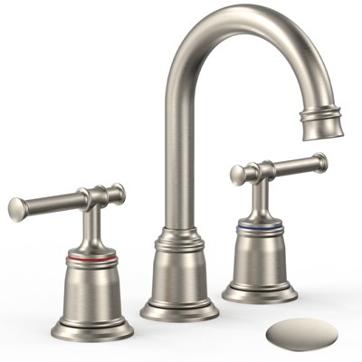 Whizmax Bathroom Faucets for Sank 3 Holes,8 inch 2 Handles Faucet for Bathroom Sink with Pop Up Drain,360° Swivel Spout Brushed Nickel