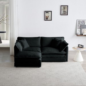 NicBex Couches for Living Room Modern L Shape Sectional Sofa Couch with Ottoman Chenille Upholstered 2 Seater Sleeper Sofa for Bedroom, Black - 1 of 4