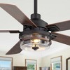 Airsurfer 52" Matte Black Ceiling Fan with Color-Changing LED Light, Dual-Tone Wood Blades, 5-Blade Design, Remote Control Included - 2 of 4