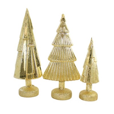 Champagne Glass Metallic Winter Tree Sculptures Set of 3