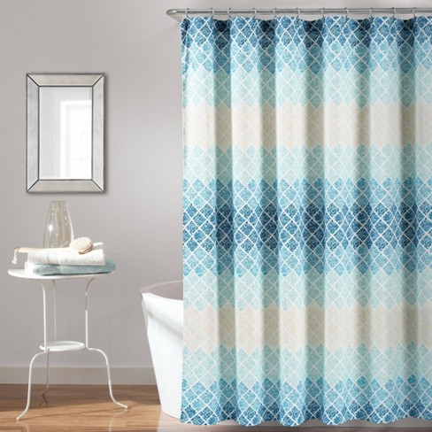 72 X72 Medallion Ombre Shower Curtain, Navy Blue Ombre Shower Curtain