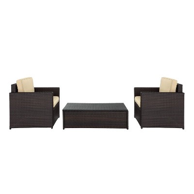 Mahogany Handwoven Resin Wicker 3-Piece Outdoor Seating Set
