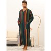 INSPIRE CHIC Men's Long Sleeves Button Pockets Contrasting Colors Striped Nightgown - 2 of 4