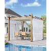 Retractable Outdoor Pergola, Weatherproof Aluminum Frame with Adjustable Blue Canopy & 4 White Curtains, Wood-Look Patio Shelter - 2 of 4