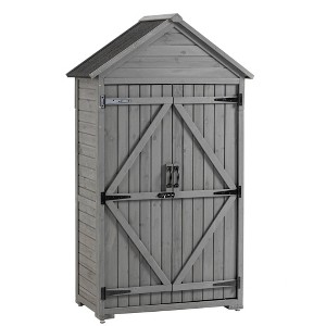 WELLFOR 125 gal Wood Latching Closet Deck Box Gray - 1 of 4