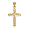 Black Bow Jewelry 14k Yellow Gold Solid 2D Budded Cable Cross Pendant, 18 x 36mm - 3 of 4