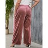Plus Size Women Pants Elastic Waist Velvet Wide Leg Long Trousers - 4 of 4