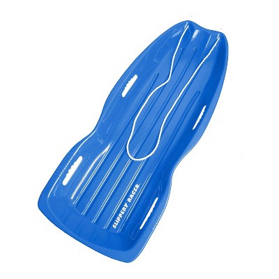 Slippery Racer Downhill Xtreme Flexible Adults and Kids Plastic Toboggan Snow Sled for Up To 2 Riders with Pull Rope and Handles, Blue