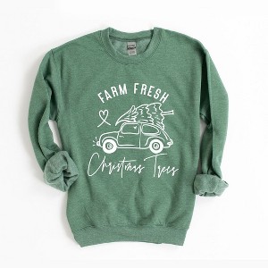 Simply Sage Market Women's Graphic Sweatshirt Farm Fresh Christmas Trees Car - 1 of 4