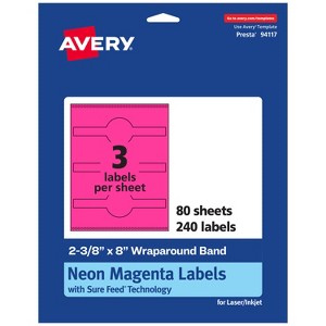 Avery Printable Wraparound Labels, Neon Magenta, 2-3/8" x 8", 240ct - 1 of 4