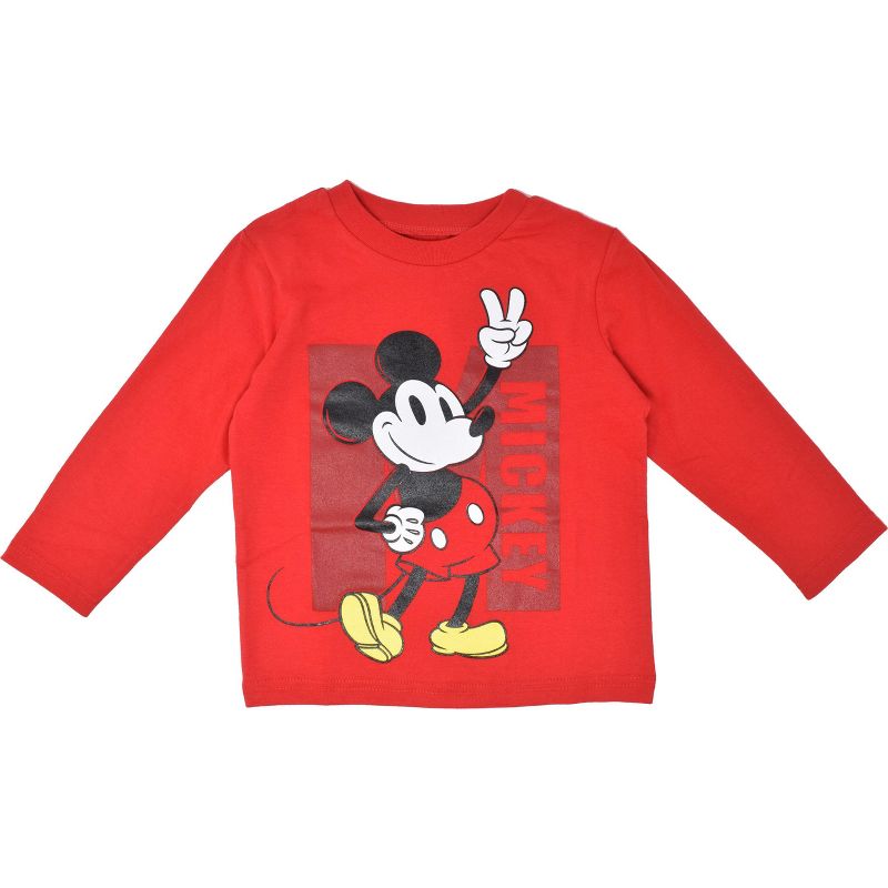 Disney Mickey Mouse 3 Pack Long Sleeve T-Shirts Infant to Big Kid, 5 of 10