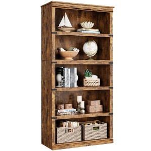 Garvee 5 Tier Bookcase, Farmhouse Book Shelf with Storage, Tall Book Case Wooden 5 Shelf Bookcase for Home Office, Living Room, Bed Room - 1 of 4