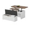 Farmhouse Living Room Center Lift Top Coffee Table Set with Storage Ottoman Bench with Hidden Compartment - 2 of 4