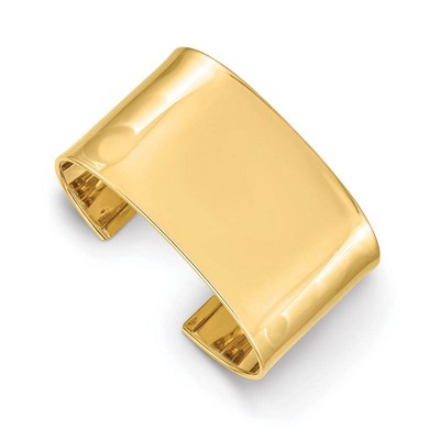 Black Bow Jewelry 37mm 14k Yellow Gold Polished Solid Cuff Bangle Bracelet