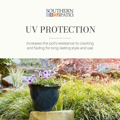Monaco Blue Glossy Resin Outdoor Patio Planter, 12-Inch
